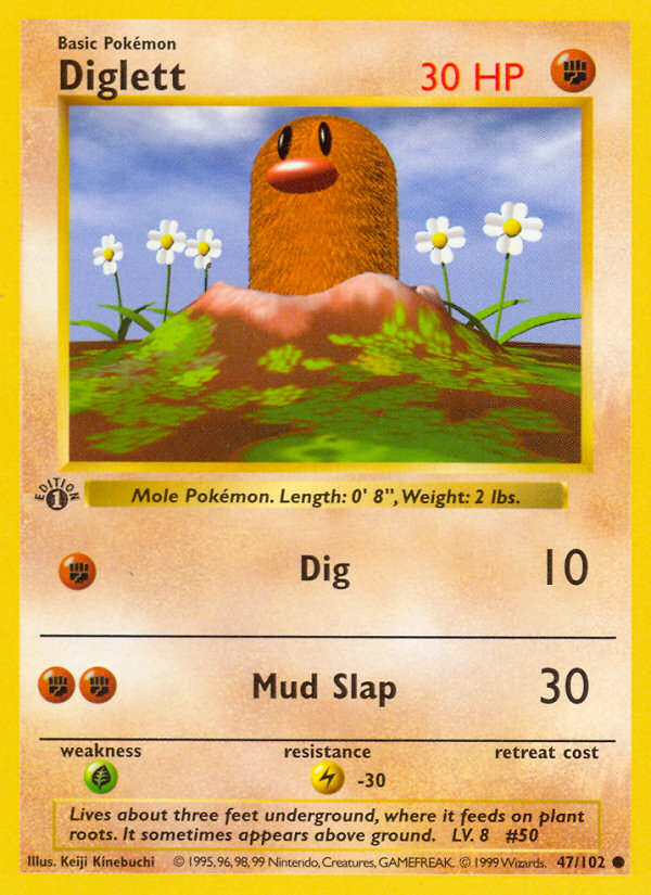 Diglett (47/102) (Shadowless) [Base Set 1st Edition] | GnG Games