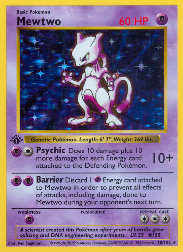 Mewtwo (10/102) (Shadowless) [Base Set 1st Edition] | GnG Games