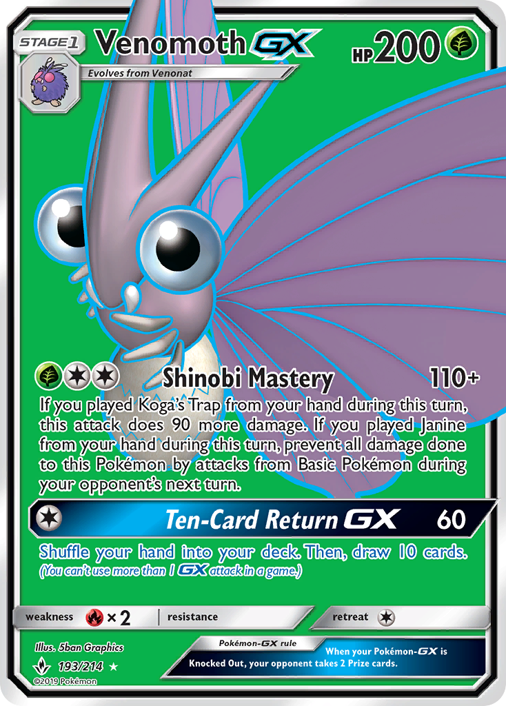 Venomoth GX (193/214) [Sun & Moon: Unbroken Bonds] | GnG Games