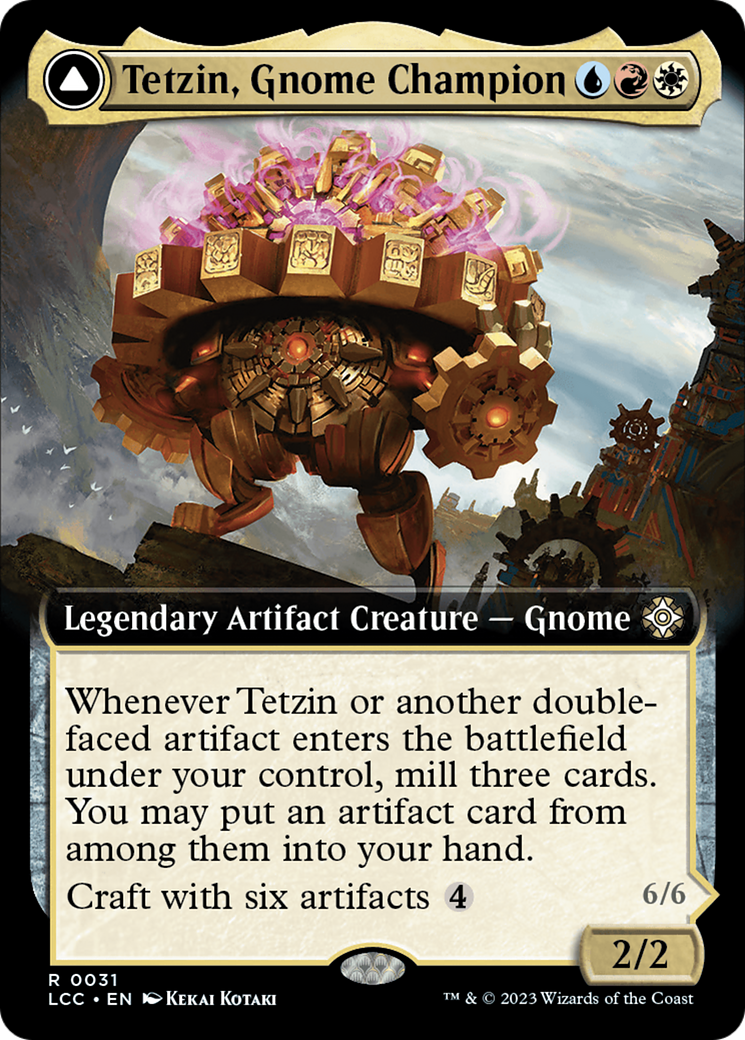 Tetzin, Gnome Champion // The Golden-Gear Colossus (Extended Art) [The Lost Caverns of Ixalan Commander] | GnG Games