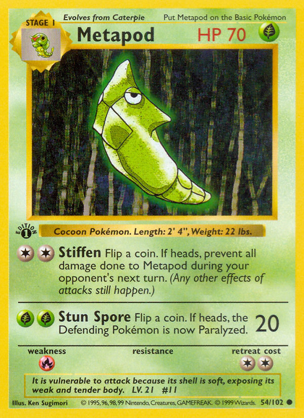 Metapod (54/102) (Shadowless) [Base Set 1st Edition] | GnG Games