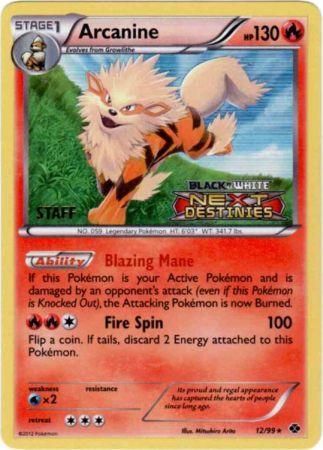 Arcanine (12/99) (Staff Prerelease Promo) [Black & White: Black Star Promos] | GnG Games