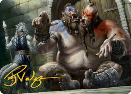 Ettin Art Card (Gold-Stamped Signature) [Dungeons & Dragons: Adventures in the Forgotten Realms Art Series] | GnG Games