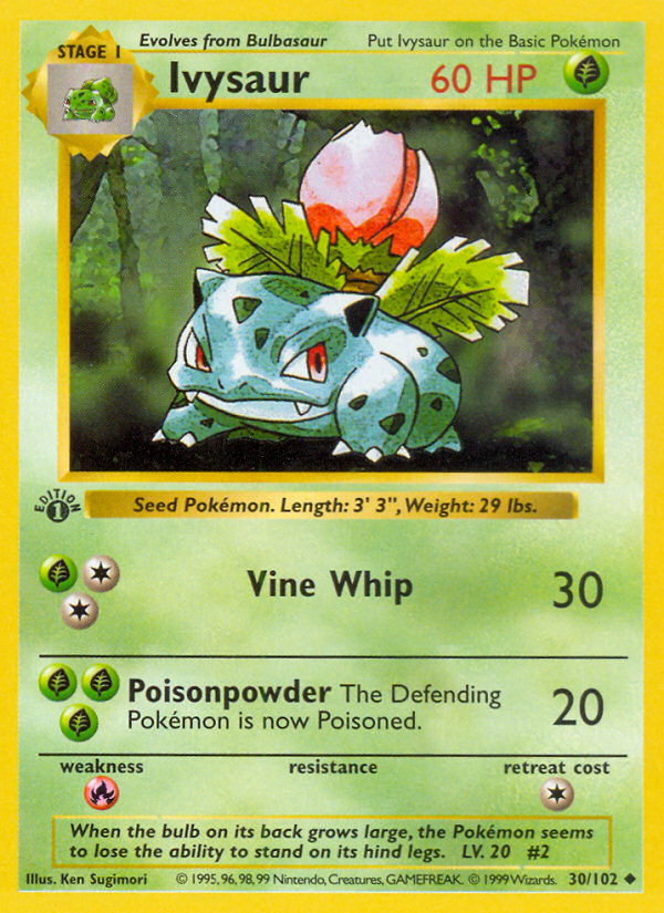 Ivysaur (30/102) (Shadowless) [Base Set 1st Edition] | GnG Games