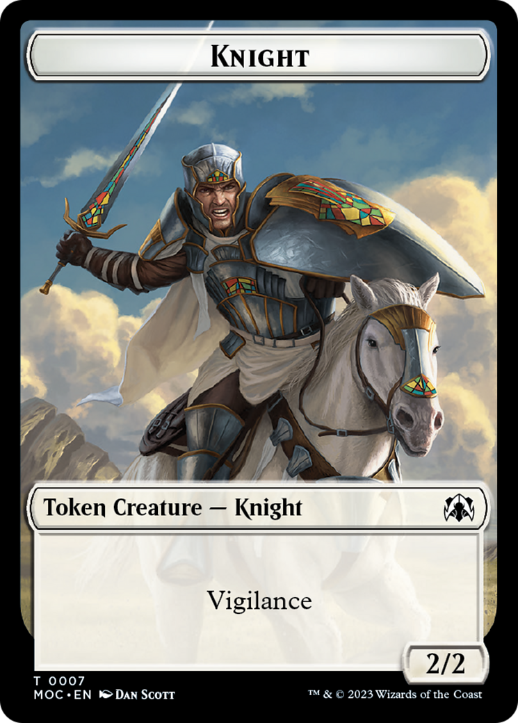 Knight (7) // Spirit (14) Double-Sided Token [March of the Machine Commander Tokens] | GnG Games