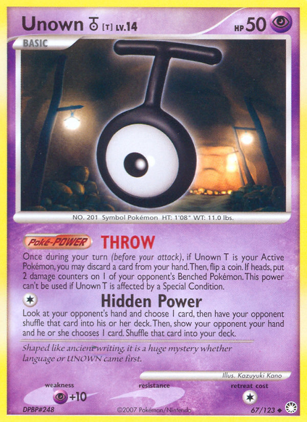 Unown T (67/123) [Diamond & Pearl: Mysterious Treasures] | GnG Games