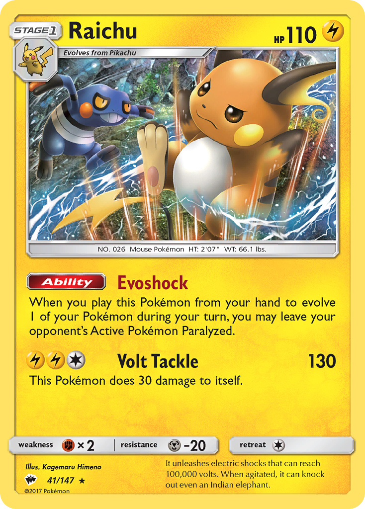 Raichu (41/147) [Sun & Moon: Burning Shadows] | GnG Games