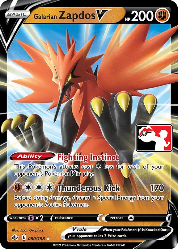 Galarian Zapdos V (080/198) [Prize Pack Series One] | GnG Games