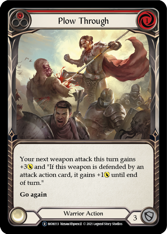 Plow Through (Red) (Rainbow Foil) [U-MON113-RF] Unlimited Edition Rainbow Foil | GnG Games