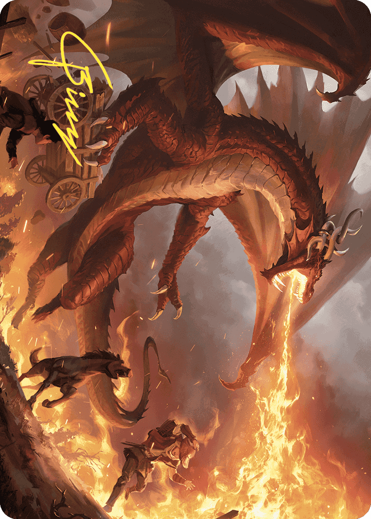 Realm-Scorcher Hellkite Art Card (Gold-Stamped Signature) [Wilds of Eldraine Art Series] | GnG Games