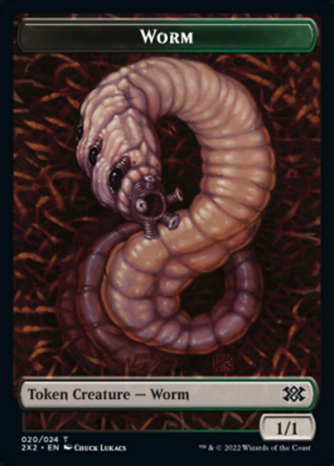 Worm // Aven Initiate Double-sided Token [Double Masters 2022 Tokens] | GnG Games