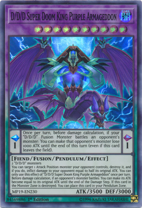 D/D/D Super Doom King Purple Armageddon [MP19-EN230] Super Rare | GnG Games