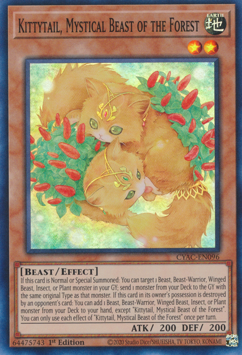 Kittytail, Mystical Beast of the Forest [CYAC-EN096] Super Rare | GnG Games