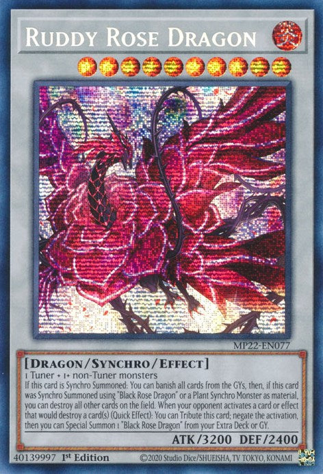 Ruddy Rose Dragon [MP22-EN077] Prismatic Secret Rare | GnG Games