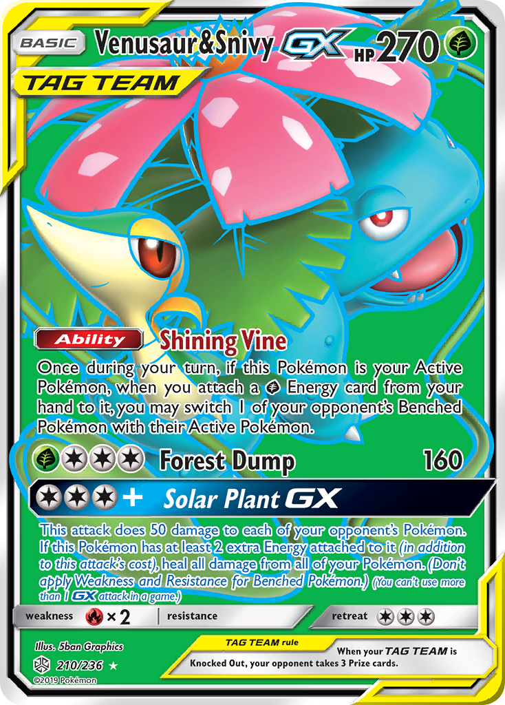 Venusaur & Snivy GX (210/236) [Sun & Moon: Cosmic Eclipse] | GnG Games