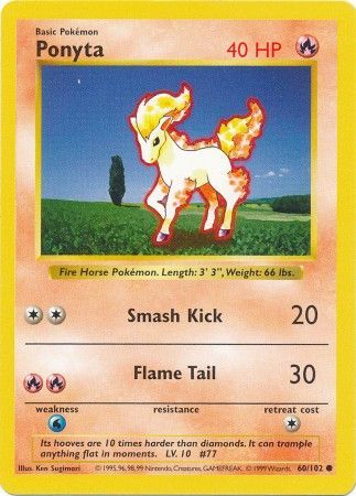 Ponyta (60/102) [Base Set Shadowless Unlimited] | GnG Games