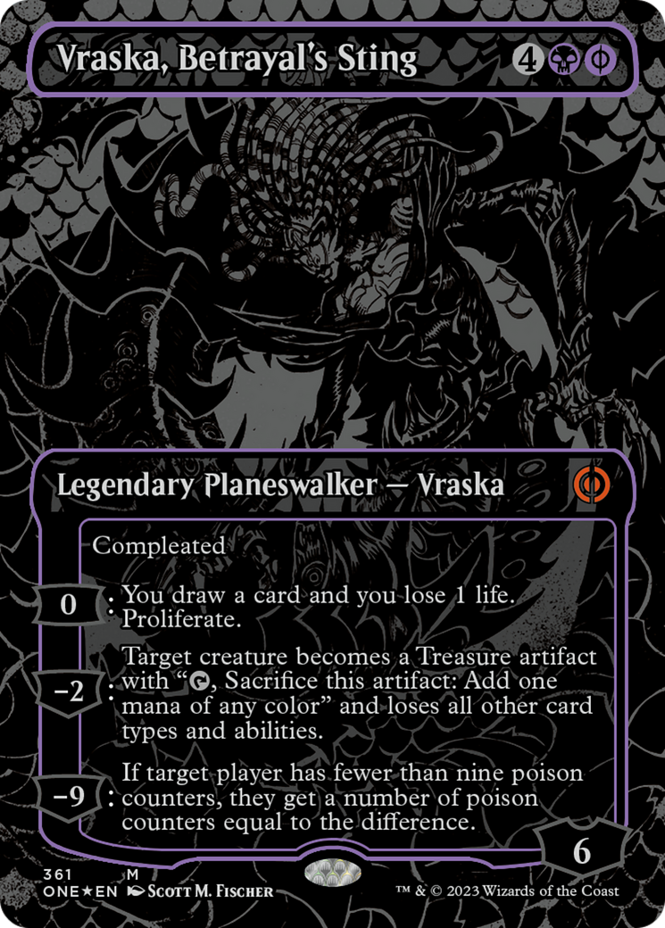 Vraska, Betrayal's Sting (Oil Slick Raised Foil) [Phyrexia: All Will Be One] | GnG Games