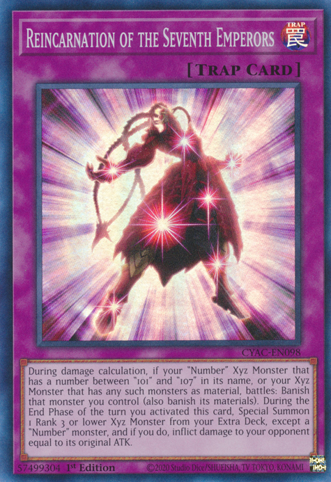 Reincarnation of the Seventh Emperors [CYAC-EN098] Super Rare | GnG Games