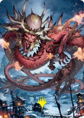 Atsushi, the Blazing Sky 2 Art Card (Gold-Stamped Signature) [Kamigawa: Neon Dynasty Art Series] | GnG Games