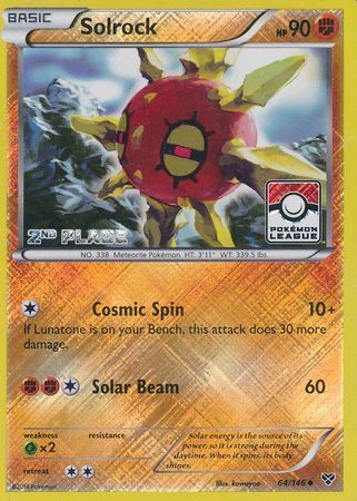 Solrock (64/146) (2nd Place League Challenge Promo) [XY: Base Set] | GnG Games