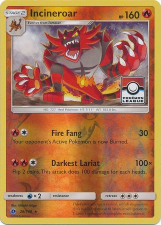 Incineroar (26/149) (League Promo) [Sun & Moon: Base Set] | GnG Games