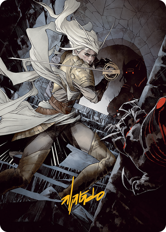 Thalia, Guardian of Thraben Art Card (Gold-Stamped Signature) [March of the Machine Art Series] | GnG Games