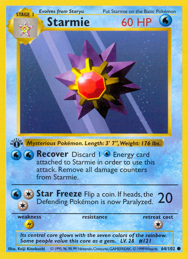 Starmie (64/102) (Shadowless) [Base Set 1st Edition] | GnG Games