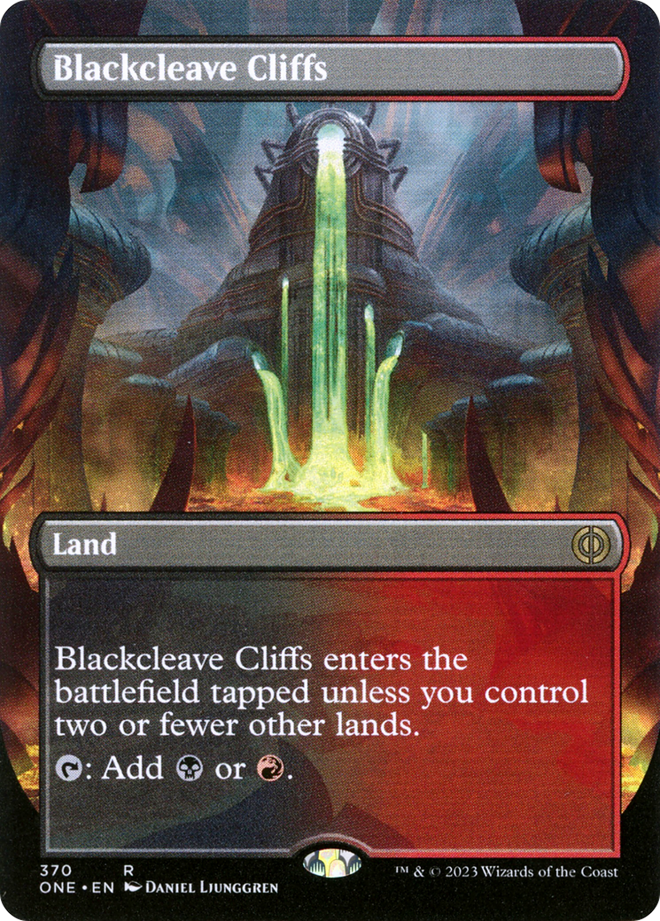 Blackcleave Cliffs (Borderless Alternate Art) [Phyrexia: All Will Be One] | GnG Games