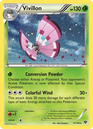 Vivillon (17/146) (Meadow Form/Pink Wings) (Cosmos Holo) [XY: Base Set] | GnG Games