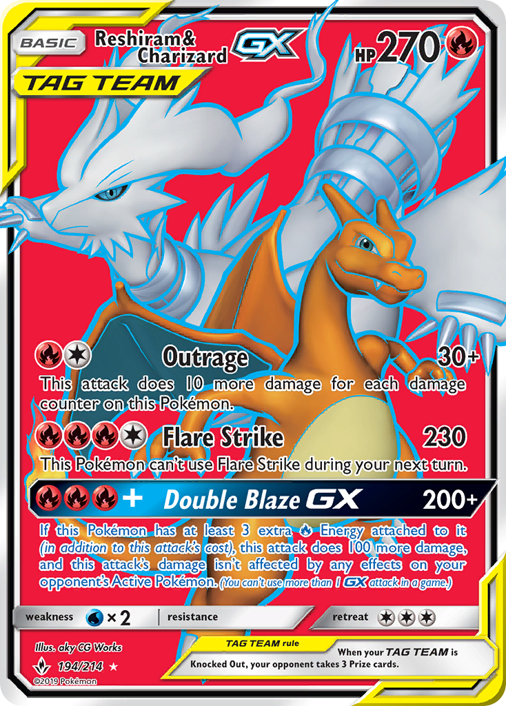 Reshiram & Charizard GX (194/214) [Sun & Moon: Unbroken Bonds] | GnG Games