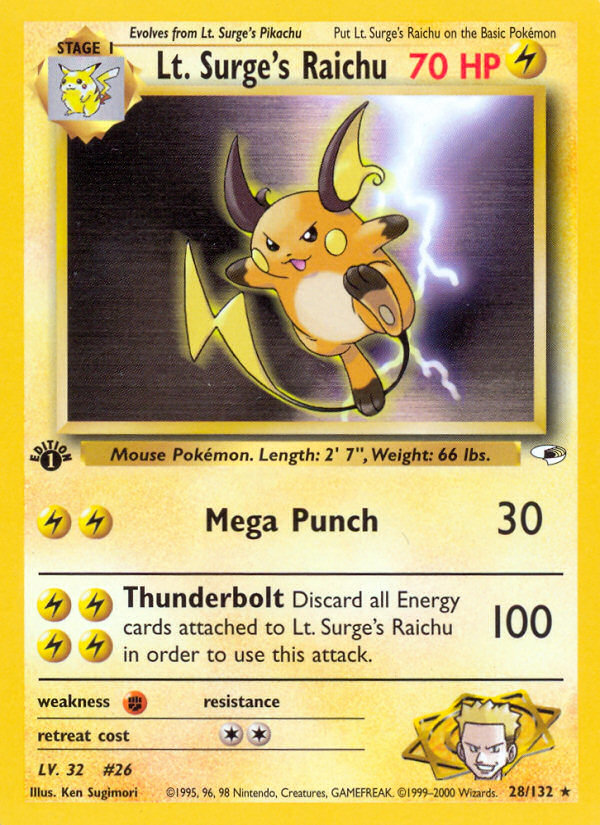 Lt. Surge's Raichu (28/132) [Gym Heroes 1st Edition] | GnG Games