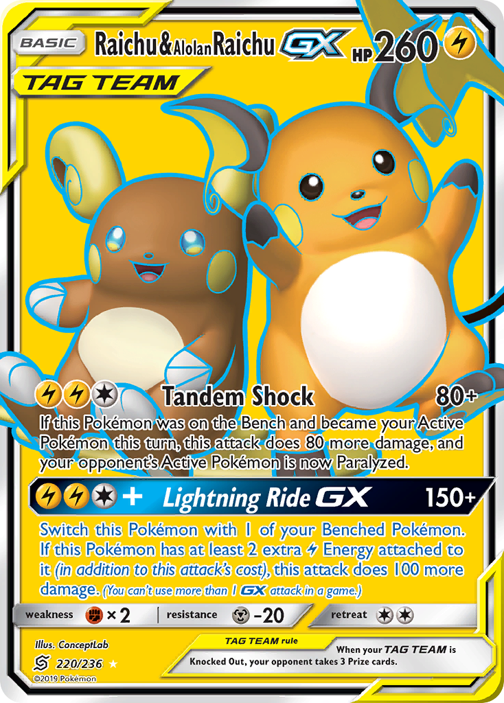 Raichu & Alolan Raichu GX (220/236) [Sun & Moon: Unified Minds] | GnG Games