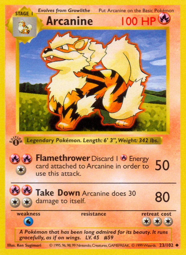 Arcanine (23/102) (Shadowless) [Base Set 1st Edition] | GnG Games