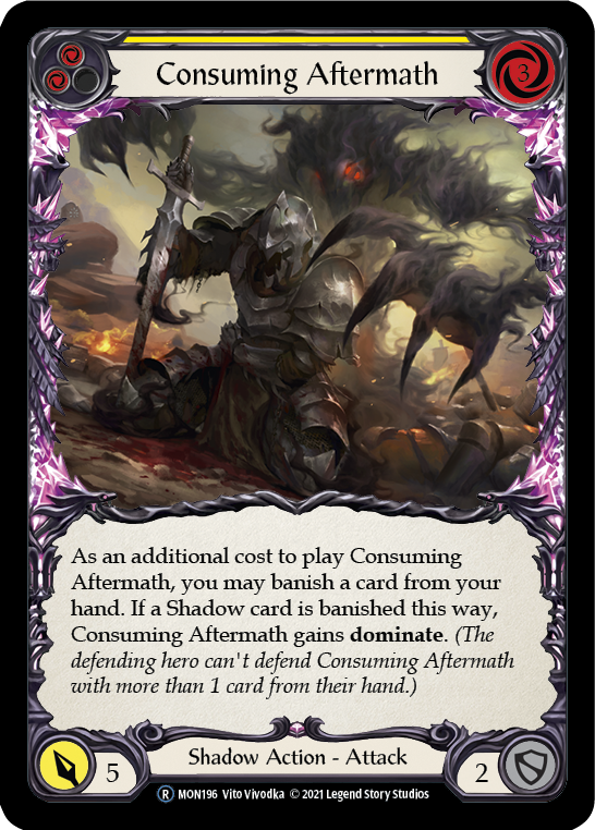 Consuming Aftermath (Yellow) (Rainbow Foil) [U-MON196-RF] Unlimited Edition Rainbow Foil | GnG Games