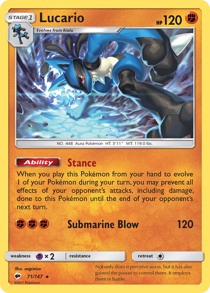 Lucario (71/147) (Theme Deck Exclusive) [Sun & Moon: Burning Shadows] | GnG Games