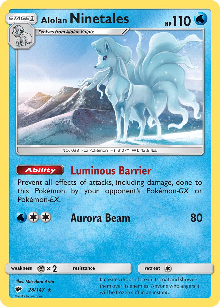 Alolan Ninetales (28/147) (Cracked Ice Holo) (Theme Deck Exclusive) [Sun & Moon: Burning Shadows] | GnG Games