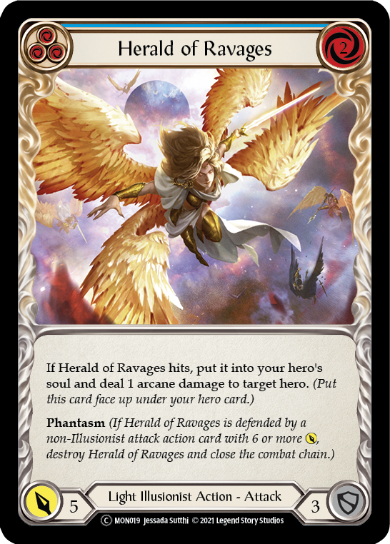 Herald of Ravages (Blue) (Rainbow Foil) [U-MON019-RF] Unlimited Edition Rainbow Foil | GnG Games