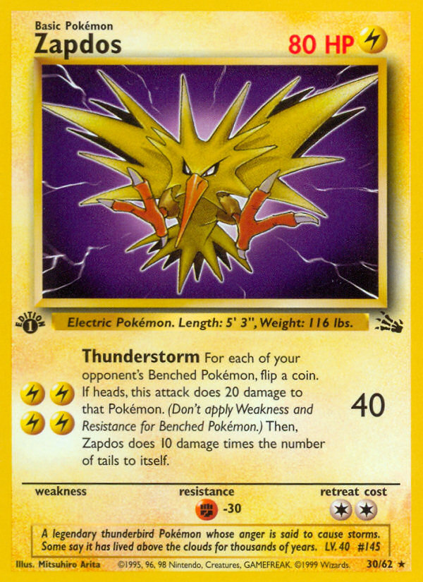 Zapdos (30/62) [Fossil 1st Edition] | GnG Games