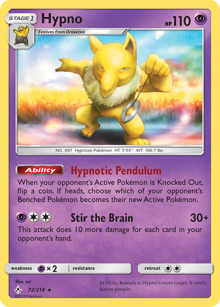 Hypno (72/214) [Sun & Moon: Unbroken Bonds] | GnG Games