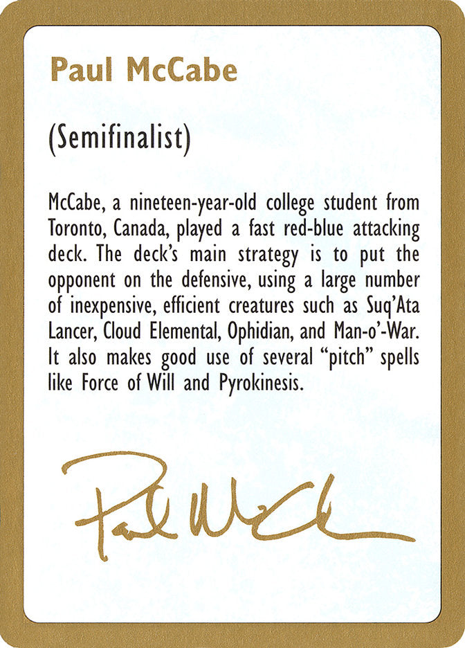 Paul McCabe Bio [World Championship Decks 1997] | GnG Games