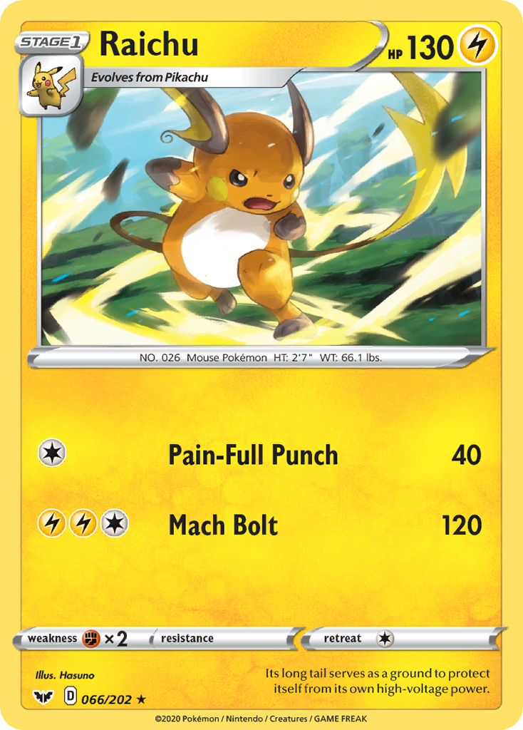 Raichu (066/202) [Sword & Shield: Base Set] | GnG Games