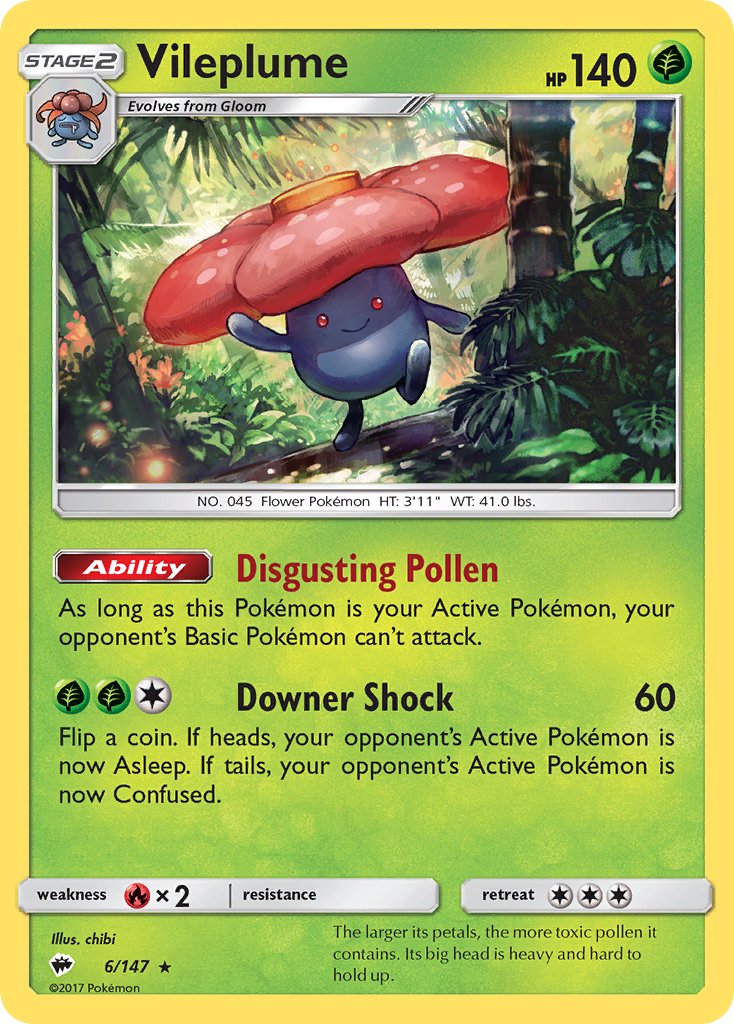 Vileplume (6/147) (Prerelease Kit Exclusive) (Theme Deck Exclusive) [Sun & Moon: Burning Shadows] | GnG Games