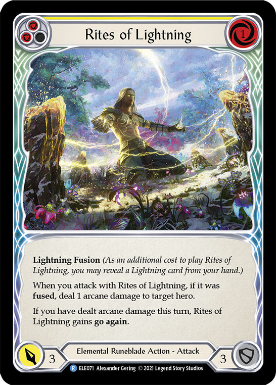 Rites of Lightning (Yellow) [ELE071] (Tales of Aria)  1st Edition Rainbow Foil | GnG Games