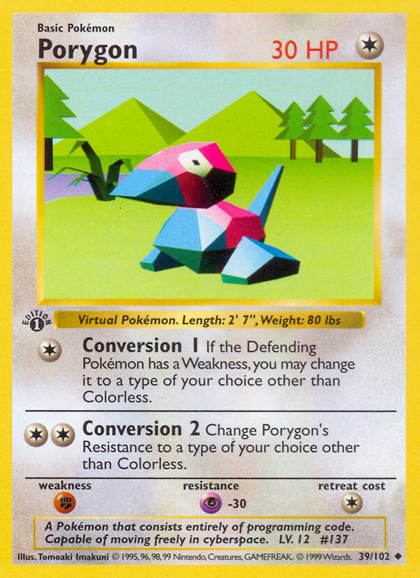 Porygon (39/102) (Shadowless) [Base Set 1st Edition] | GnG Games