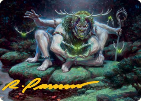 Myojin of Towering Might Art Card (Gold-Stamped Signature) [Kamigawa: Neon Dynasty Art Series] | GnG Games