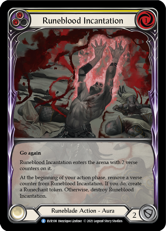 Runeblood Incantation (Yellow) [EVR108] (Everfest)  1st Edition Extended Art Rainbow Foil | GnG Games