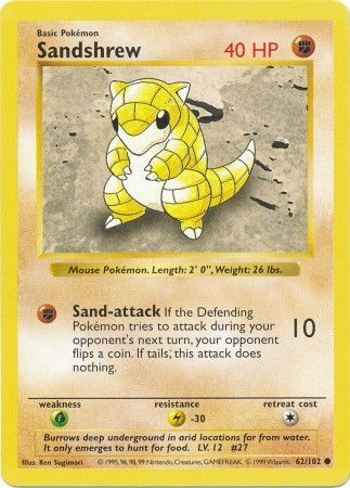 Sandshrew (62/102) [Base Set Shadowless Unlimited] | GnG Games