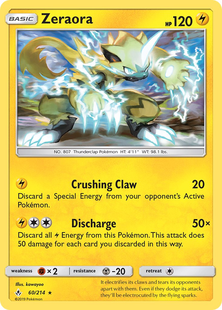 Zeraora (60/214) (Cracked Ice Holo) (Theme Deck Exclusive) [Sun & Moon: Unbroken Bonds] | GnG Games