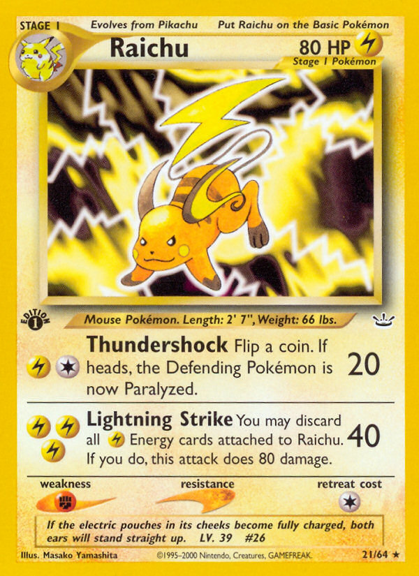 Raichu (21/64) [Neo Revelation 1st Edition] | GnG Games