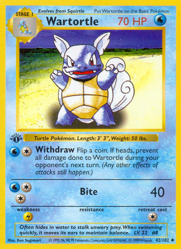 Wartortle (42/102) (Shadowless) [Base Set 1st Edition] | GnG Games